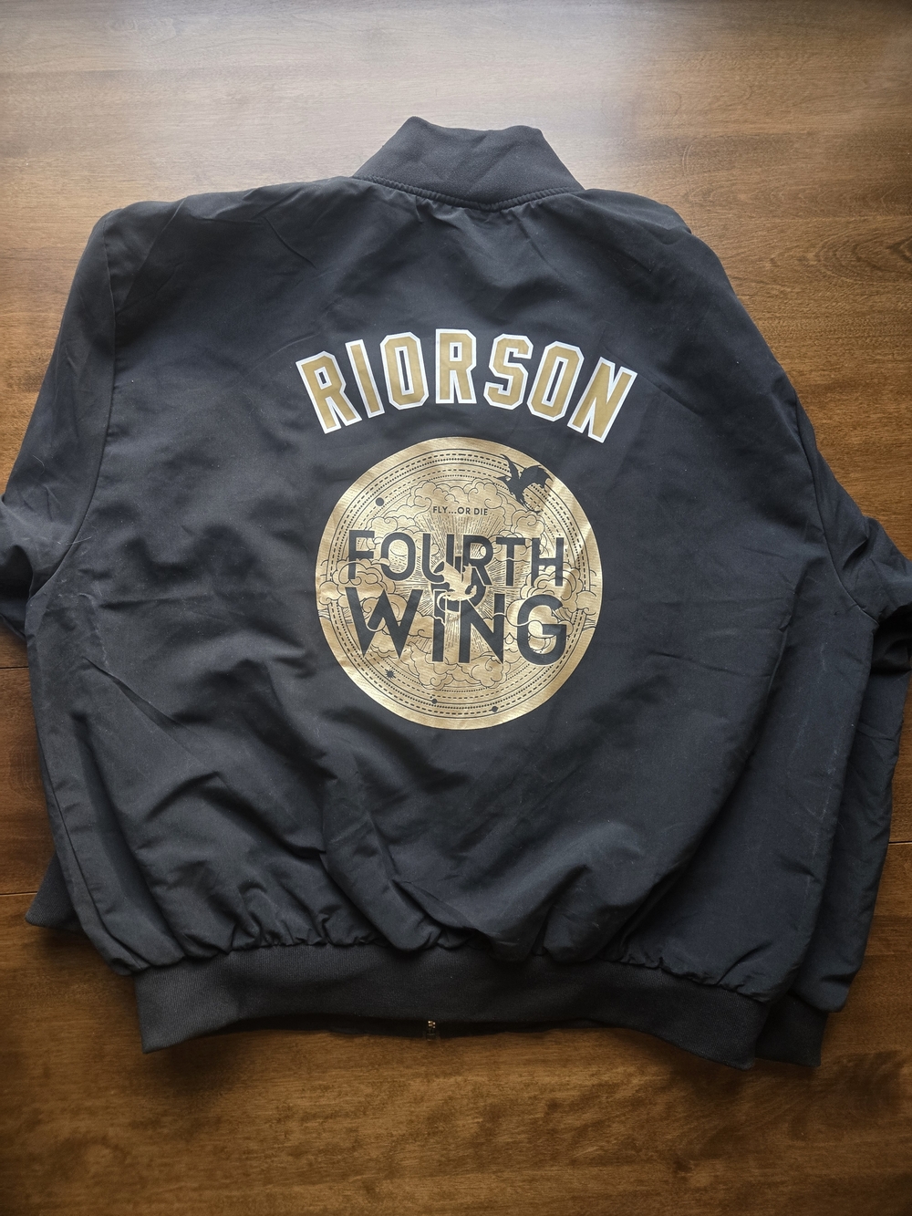 Fourth Wing "Riorson" Bomber Jacket - Black with Gold Graphic
